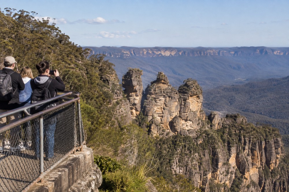 The Three Sisters rock formation at Echo Point above the Jamison Valley