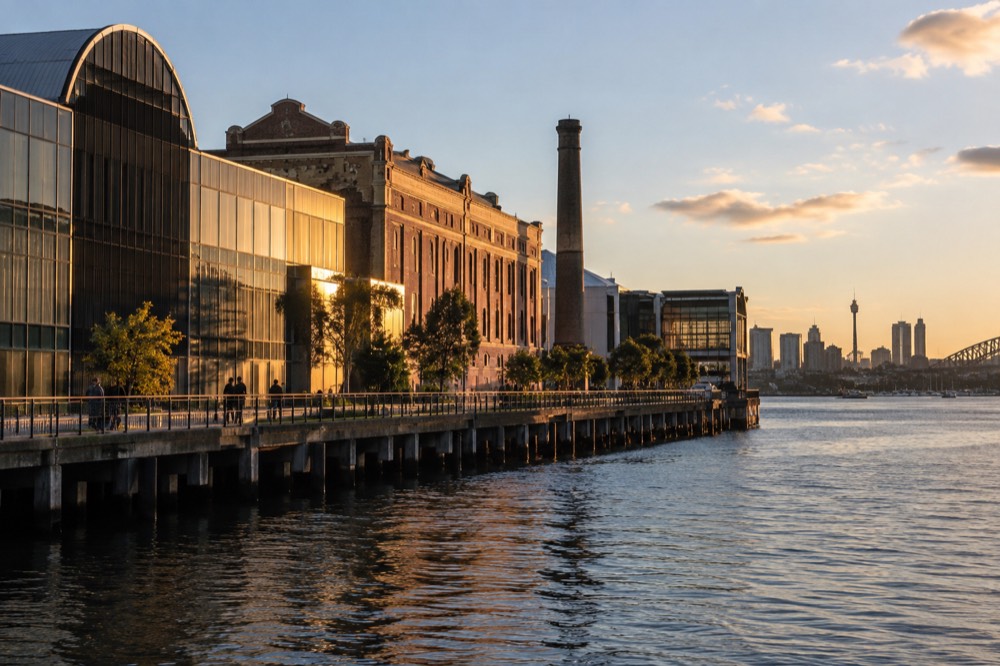 The heritage-listed Powerhouse Museum building in Ultimo seen from the Darling Harbour side