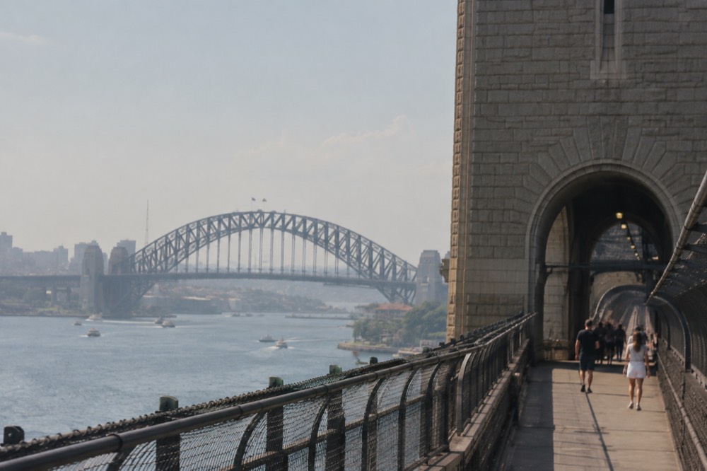 The entrance doorway of the southeast pylon on the Sydney Harbour Bridge pedestrian walkway