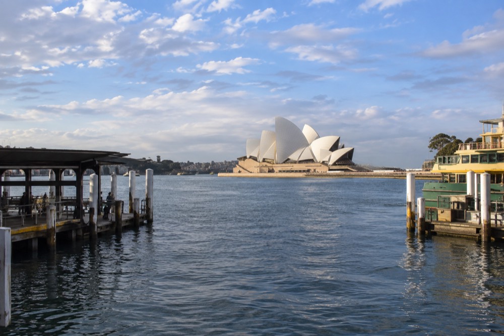 View from the pylon viewing deck east across Circular Quay toward the Sydney Opera House