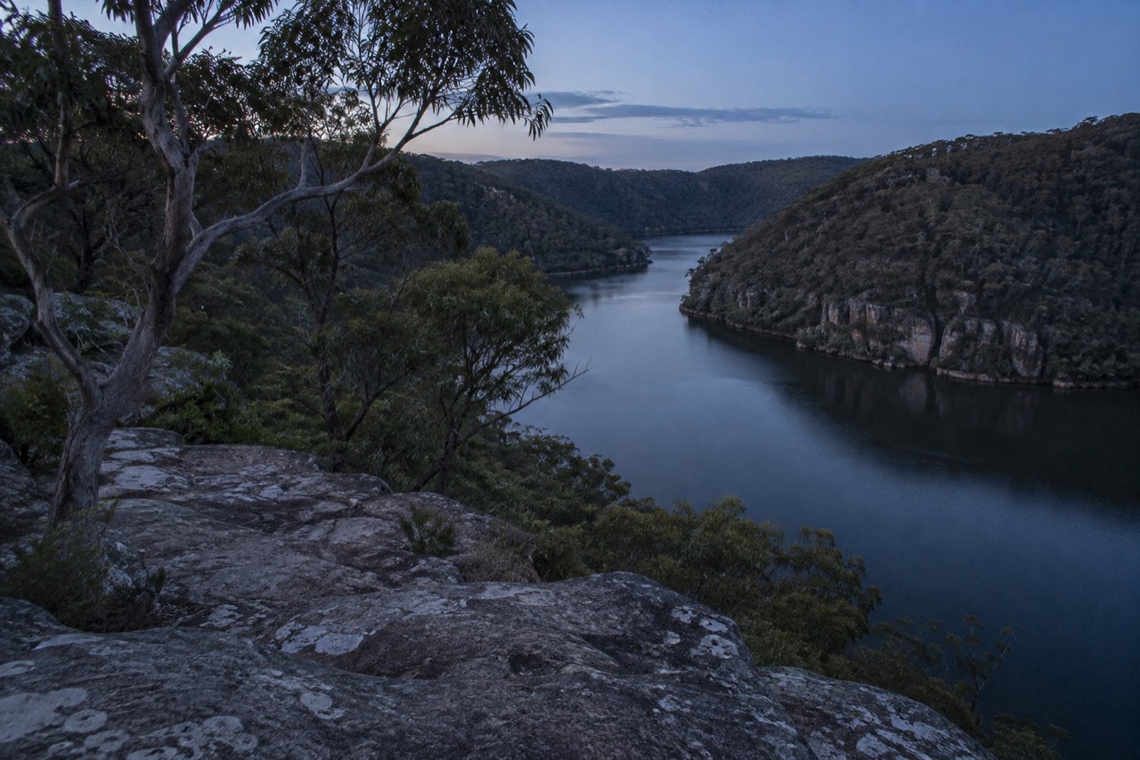 Sandstone cliffs and calm water at Bobbin Head in Ku-ring-gai Chase National Park