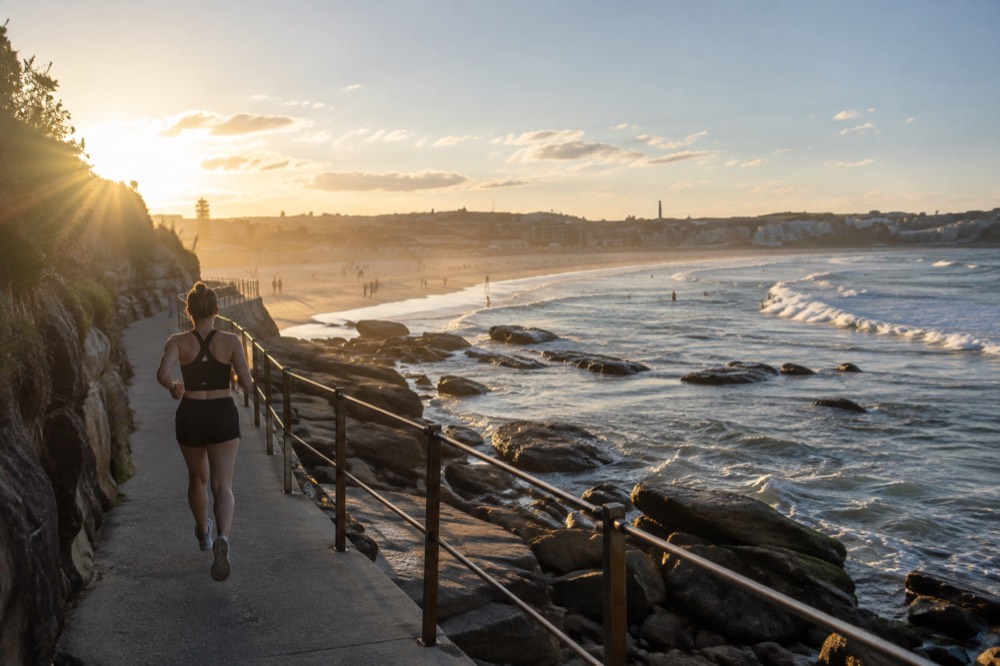 Bondi Beach curve of sand with ocean pool at the southern end