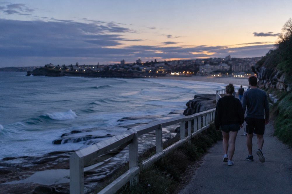 Coastal walking path above the ocean between Bondi and Coogee