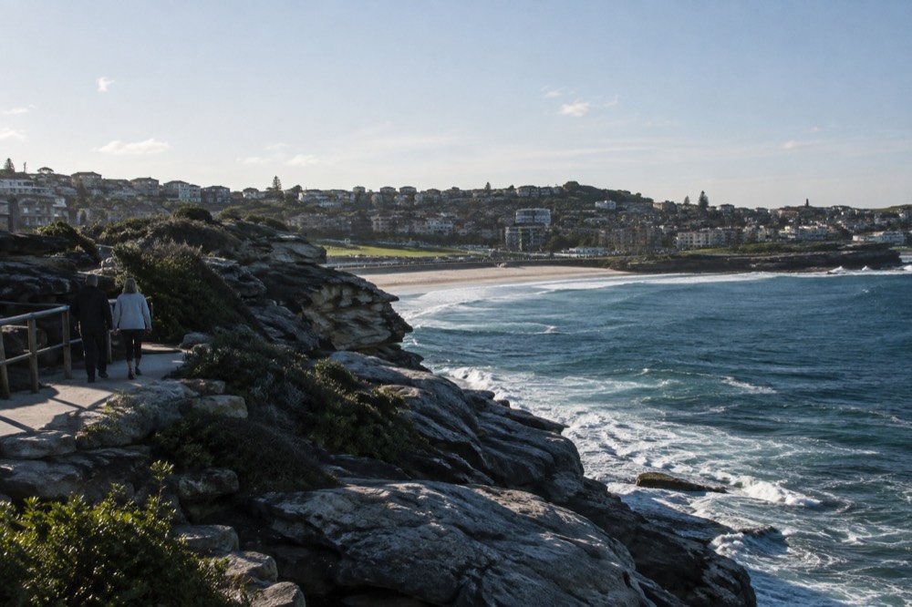 Sandstone cliffs and ocean path between Bondi and Tamarama